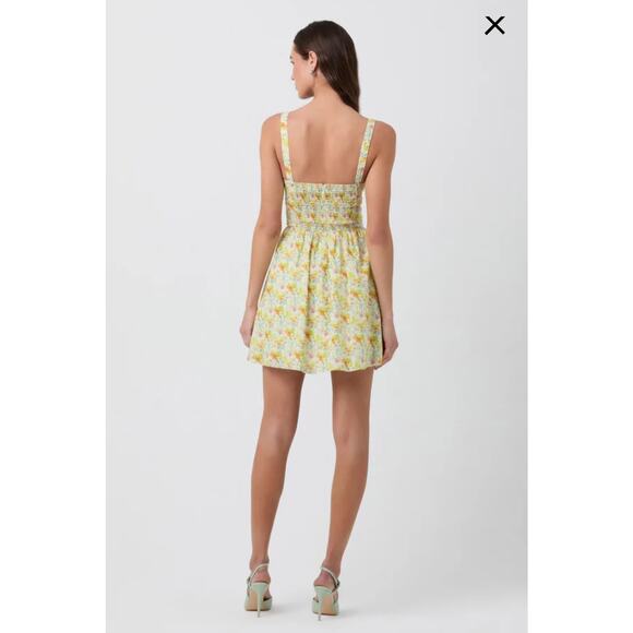 ASTR the Label Women's Beige Yellow Floral Milkmaid Mini Dress NWOT Size X-Large - Picture 5 of 16